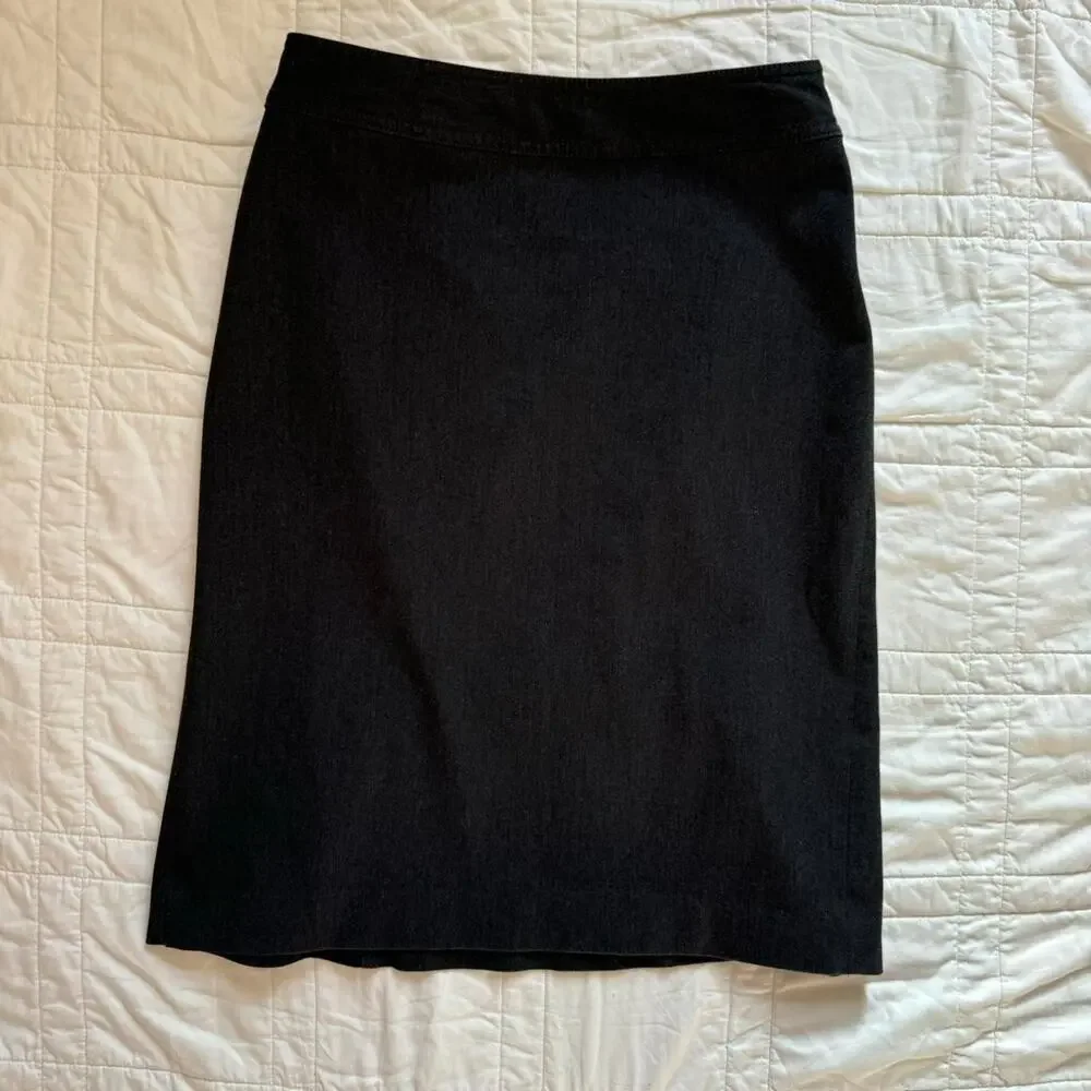 gap‎ midi skirt sz 2 gray stretch Y2k corporate pencil side zip office career